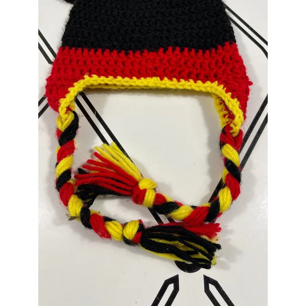 Handmade Kids Mickey Mouse Crochet‎ Hat with Braids Earflap Winter Beanie